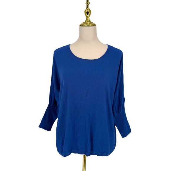 a.n.a A New Approach Pullover Sweater Women’s XL Blue Ribbed Knit 3/4 Sleeve GUC - Picture 2 of 14